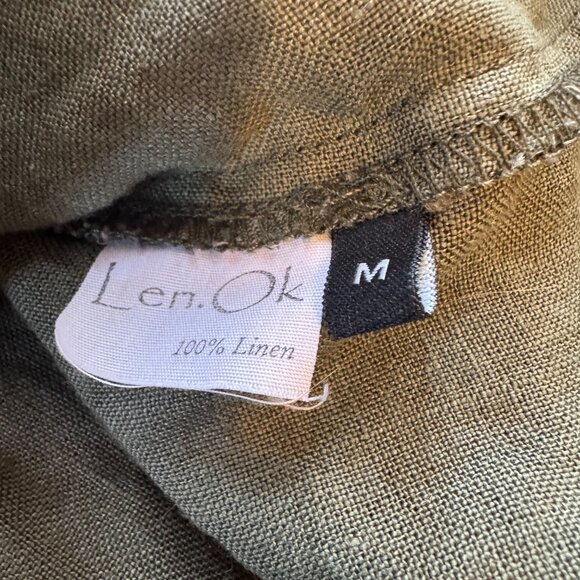 Len. ok 100% linen top Khaki olive green oversized - Picture 5 of 8